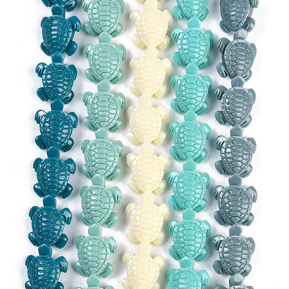 Нити резных бусин из синтетического коралла, окрашенные, черепаха