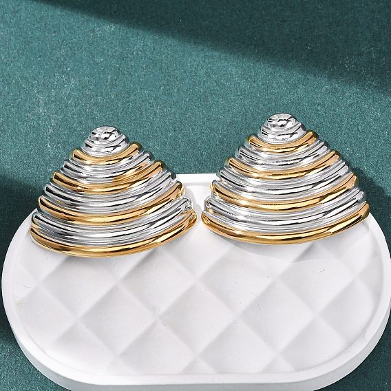 Двухцветная форма ракушки 304 серьги-гвоздики из нержавеющей стали, без свинца, без кадмии и без никеля