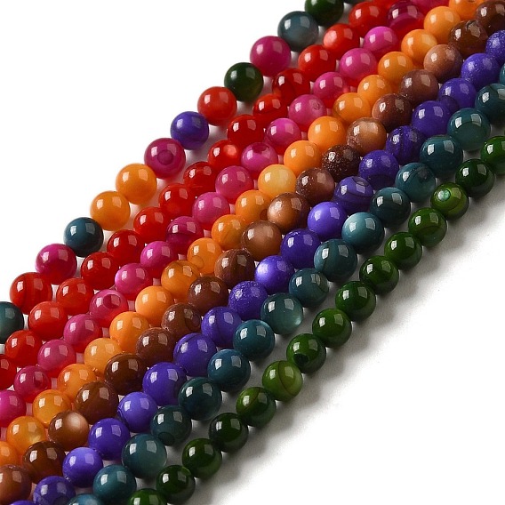 Natural Freshwater Shell Beads Strands, Round, Dyed
