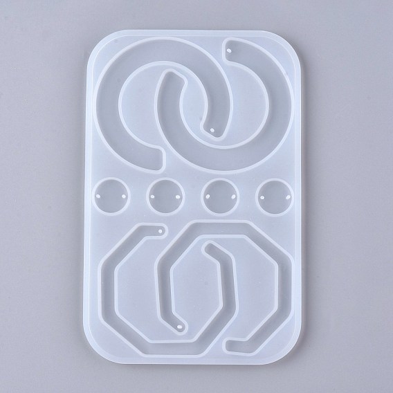 Geometric Pendant & Links Silicone Molds, Resin Casting Molds, For DIY UV Resin, Epoxy Resin Earring Jewelry Making