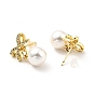 Boucles d'oreilles pendantes en zircone cubique transparente avec perle en plastique, bijoux en laiton plaqué or pour femme, sans cadmium et sans plomb