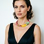 Alloy Enamel Bird Hinged Open Cuff Choker Necklaces, Golden