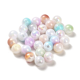 Opaque Acrylic Beads, Gradient Colorful, Round