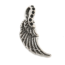 316 Surgical Stainless Steel Pendants, with Rhinestone, Wing Charm