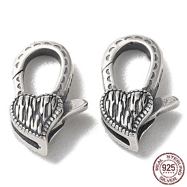 925 застежки-когти из таиландского стерлингового серебра, сердце, с печатью 925