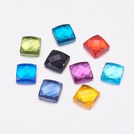 Taiwan Acrylic Rhinestone Cabochons, Flat Back, Faceted, Square