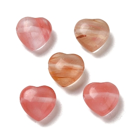 Cherry Quartz Glass Beads, Heart