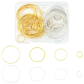 80Pcs 8 Style Brass Linking Rings, Round Ring