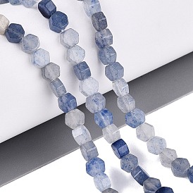 Natural Blue Aventurine Beads Strands, Hexagon, Dyed & Heated