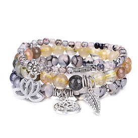 Bracelet ethnique bohème vent océan, multicouche, perles en cristal, mode femme, fait à la main