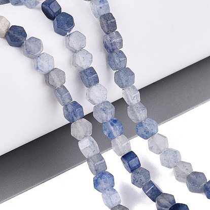 Natural Blue Aventurine Beads Strands, Hexagon, Dyed & Heated