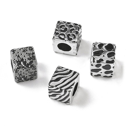 Plating Acylic Enamel European Beads, Large Hole Beads, Cube