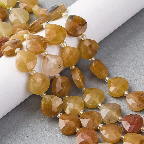 Естественно авантюрин бисер пряди, граненое сердце, с бисером