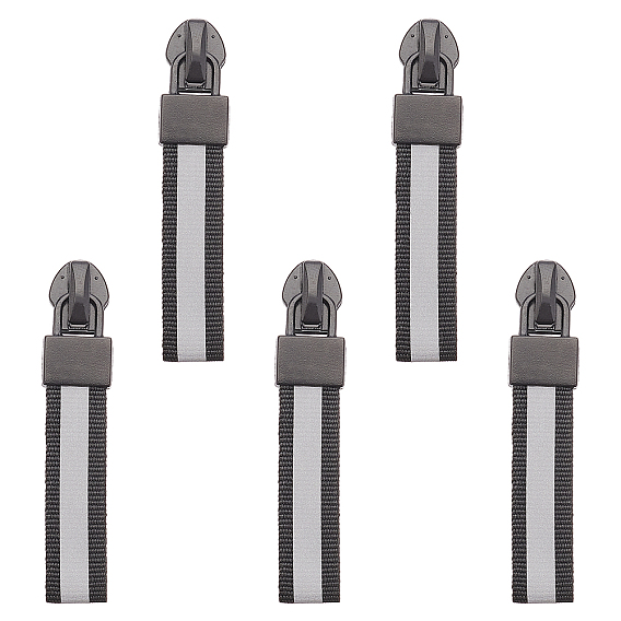 36Pcs Alloy Replacement Zipper Sliders, for Luggage Suitcase Backpack Jacket Bags Coat, with Reflective Stripe