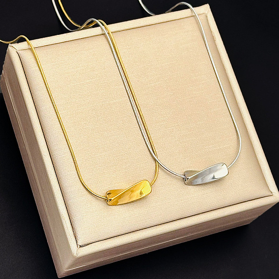 304 Подвески-колье из нержавеющей стали в виде витой прямоугольной планки для женщин