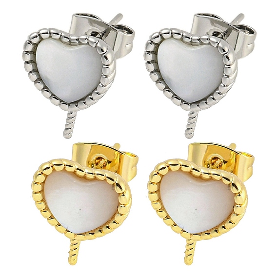 Латунь с фурнитурой для сережек-пусетов-ракушек, без кадмия, без никеля и без свинца, сердце