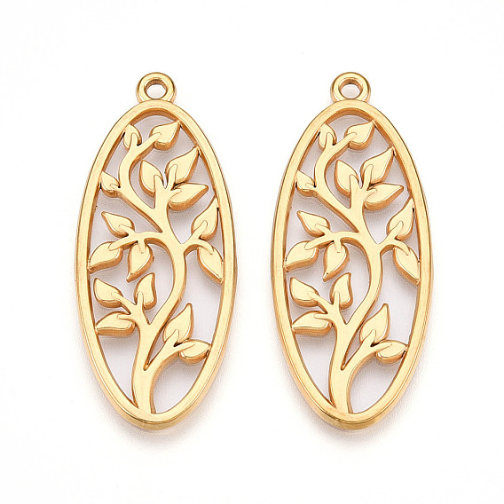 304 подвески из нержавеющей стали, ионное покрытие (ip), овал с подвесками в виде дерева жизни