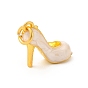 Rack Plating Alloy Enamel Pendants with Jump Ring, High-Heeled Shoes Charms, Matte Gold Color
