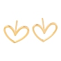 Латунь серьги, с необработанными (непокрытыми) латунными штифтами, сердце