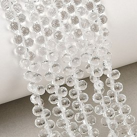 Natural Quartz Crystal Beads Strands, Rock Crystal, Teardrop, Faceted, Top Drilled