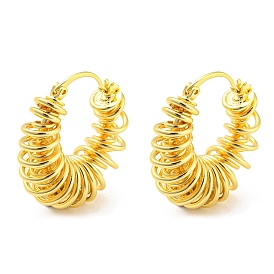Rack Plating Brass Wire Spiral Hoop Earrings, Long-Lasting Plated, Lead Free & Cadmium Free