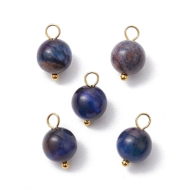 Круглые подвески из натурального радуги тигровый глаз, с медными петлями