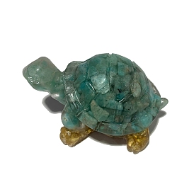 Resin Sea Turtle Display Decoration, with Gemstone Chips Inside for Home Office Desk Decoration