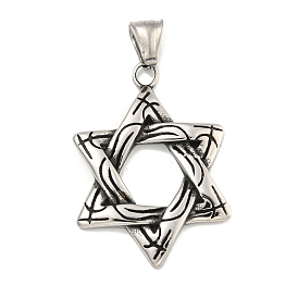 316 Surgical Stainless Steel Pendants, Star of David Charm