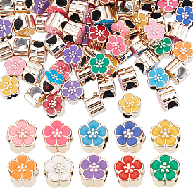 100шт. УФ-покрытие акриловые европейские бусины, с эмалью, бусины с большим отверстием, разноцветные, цветок