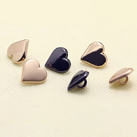 Alloy Shank Buttons, 1-Hole, Heart