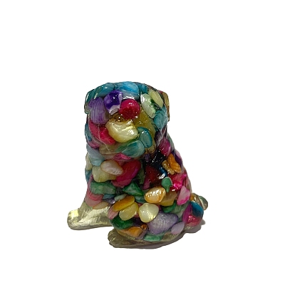 Resin Dog Figurines, with Shell Chips inside Statues for Home Office Decorations