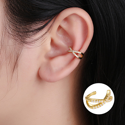 Stunning S925 Silver Cross Diamond Clip Earrings for Women - Chic European Style Ear Cuffs