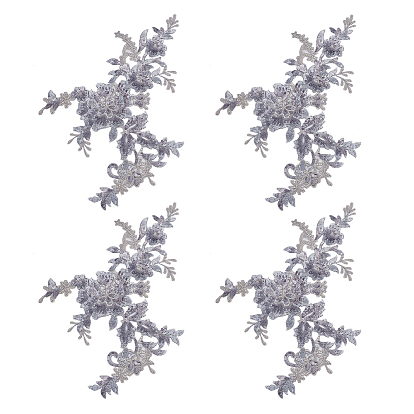 Цветочная вышивка полиэстер пришивные аппликации, с пластиковыми пайетками, украшение для свадебного платья своими руками, Cheongsam