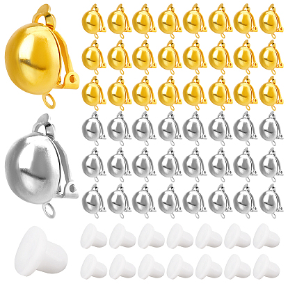 40 шт. 2 цвета детали клипс из латуни, с петлями и пластиковым зажимом из 40 шт. на подушечках серег