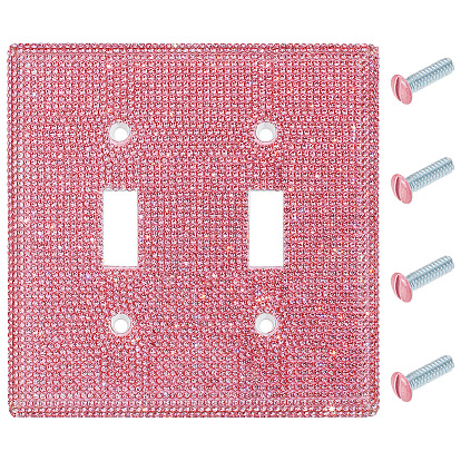 Настенная розетка из пластикового горного хрусталя, 2-местная крышка электрической розетки для кулисного выключателя, с винтами, квадратный