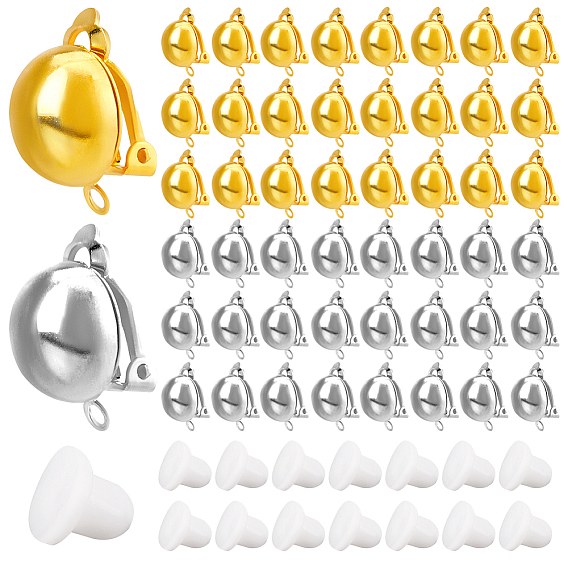40 шт. 2 цвета детали клипс из латуни, с петлями и пластиковым зажимом из 40 шт. на подушечках серег