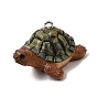 Opaque Resin Pendants, Tortoise Charm, with Platinum Iron Loops