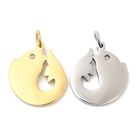 Vacuum Plating 304 Stainless Steel Pendants, with Jump Ring, Fish Charm