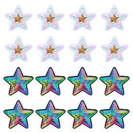 24 шт. 2 Цветные полиэстеровые термопереносные виниловые листы, утюг на виниле для футболки, украшения одежды ткани, с пайеткой / блестками, звезда