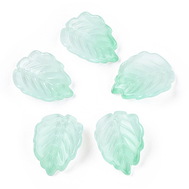 Запекание расписных прозрачных стеклянных бусинок-лепестков, градиент цвета, клубничный лист