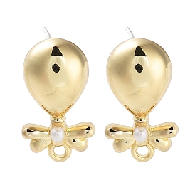 Alloy Pearl Stud Earring Findings, Butterfly