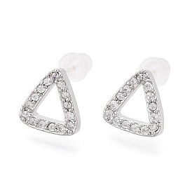 Серьги-гвоздики в форме треугольника из сплава и прозрачного кубического циркония, с 925 штырями стерлингового серебра