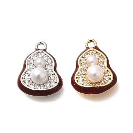 Латунные микро проложить кубического циркония прелести, без кадмия, без никеля и без свинца, Горлянка, с абс пластмассовой имитационной жемчужиной