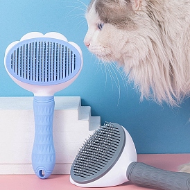 Plastic Pet Grooming Brush, Cleaning Stainless Steel Needle Comb