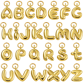 26Pcs 26 Styles Rack Plating Brass Pendants, with Jump Ring, Lead Free & Cadmium Free & Nickel Free, Long-Lasting Plated, Letter A~Z Charms