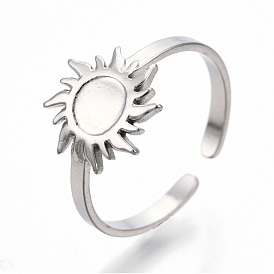 304 Stainless Steel Sun Cuff Rings, Open Rings for Women Girls