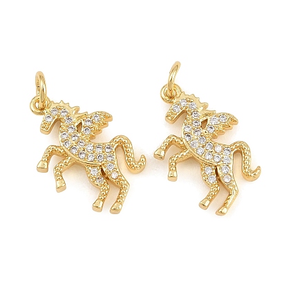 Brass Micro Pave Clear Cubic Zirconia Pendants, Horse
Charms