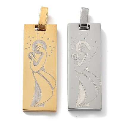 304 подвески из нержавеющей стали, прямоугольник с амулетом Девы Марии