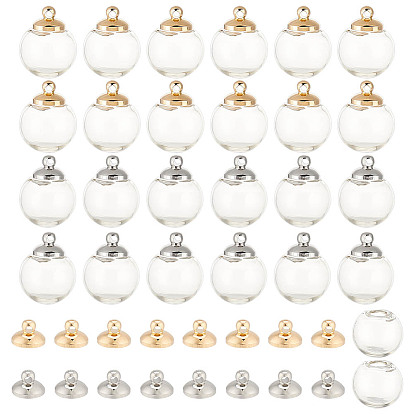 Комплекты кулонов своими руками, включая круглые шаровые бутылки из механизированного выдувного стекла, для серег или поделок, с латунными скобами