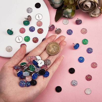 110Pcs 11 Colors Resin Cabochons, with 40Pcs 202 Stainless Steel Stud Earring Settings, for DIY Stud Earring Making Kits